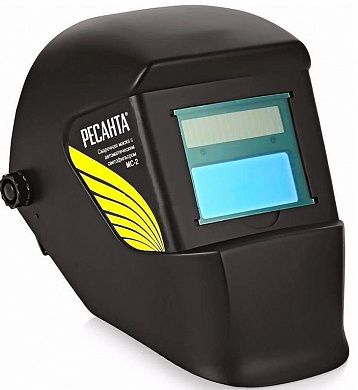 Маска сварщика, МС-2, стекло "хамелеон" 90 х 40 мм, 10-13 DIN, "Ресанта"