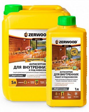 Антисептик для древесины 1 л. "ZERWOOD ANR-5" для внутренних работ и под навесом /концетрат