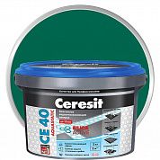 Затирка эластичная водоотталкивающая для швов Ceresit СЕ 40, 2кг (зеленая)