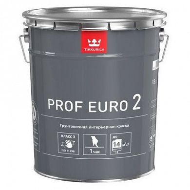 Краска водоэмульсионная EURO 2 PROF глубоко матовая, белая, Tikkurila (18л)