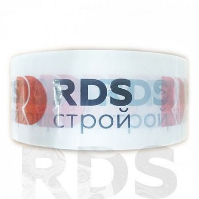 Лента клейкая упаковочная 150мм* 50м 45мкм логотип "RDS Строй" белый фон, (черный-красный)