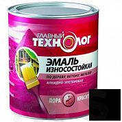 Эмаль изноосостойкая "ГЛАВНЫЙ ТЕХНОЛОГ", черная, алкидно-уретановая, 0,75л