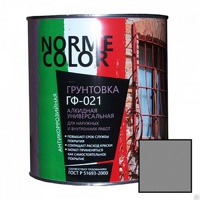 Грунтовка ГФ-021 "NORME COLOR", серая, 20кг