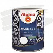 Грунт-эмаль гладкая по ржавчине "ALPINA", белая (RAL 9016), 0,75л