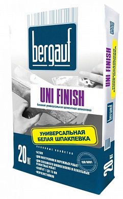 Шпаклевка цементная базовая Bergauf Uni Finish, 20 кг