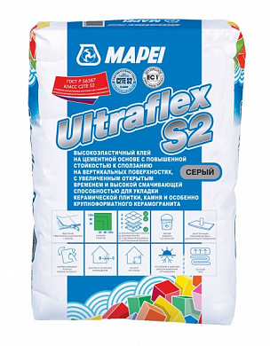 Mapei Ultraflex S2 Белый эластичный клей на цемент. основе 25кг