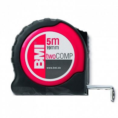 Рулетка, 8 м х 25 мм, обрезиненный корпус, twoCOMP,"BMI" /472841021M