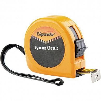 Рулетка, 7,5м х 24мм, пластиковый корпус, ручная фиксация, Classic, "SPARTA"