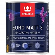 Краска водоэмульсионная EURO 3 MATT глубокоматовая (База А), Tikkurila (0,9)