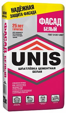 Шпатлевка "Юнис-Фасад белая", 20кг