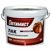 Лак для внутренних работ "ОПТИМИСТ L-208" полуглянцевый, бесцветный, акриловый (3кг)