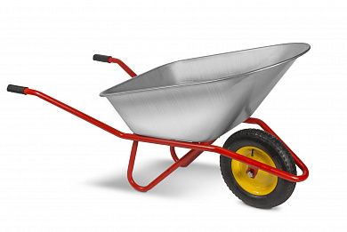 Тачка садово-строительная, объем 90 л, груз-сть 120 кг одноколесная, пневм. колесо D 360мм, "HOGER"