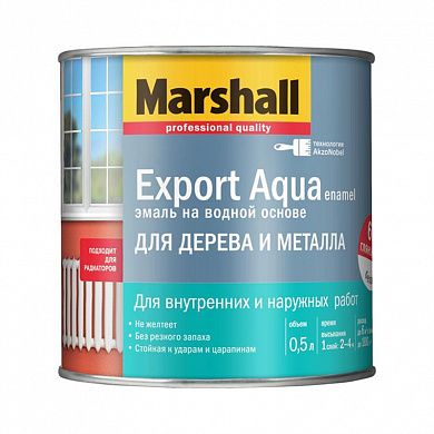 Эмаль водная "MARSHALL EXPORT AQUA", полуматовый, белая (0,5л)