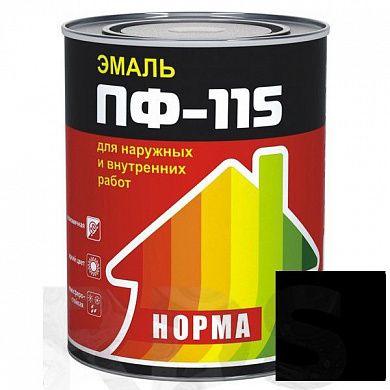 Эмаль черная 1.9 кг. ПФ-115 "НОРМА"