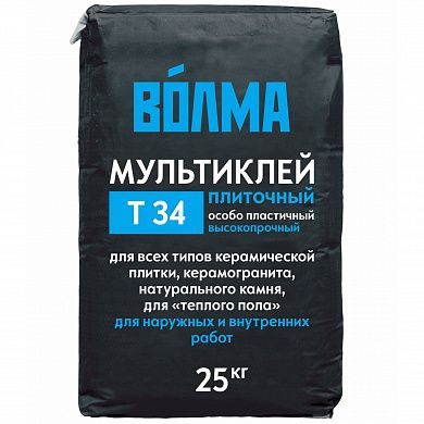 Клей плиточный цементный ВОЛМА-Мультиклей, 25 кг