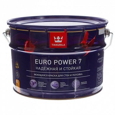 Краска водоэмульсионная EURO 7 POWER матовая (база С), Tikkurila (9л)