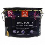 Краска водоэмульсионная EURO 3 MATT глубокоматовая (База С), Tikkurila (9л)