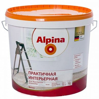 Краска интерьерная ALPINA RENOVA «ПРАКТИЧНАЯ», матовая, 10л