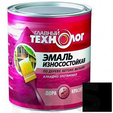 Эмаль изноосостойкая "ГЛАВНЫЙ ТЕХНОЛОГ", черная, алкидно-уретановая, 2,1л