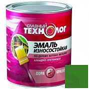 Эмаль изноосостойкая "ГЛАВНЫЙ ТЕХНОЛОГ", зеленая, алкидно-уретановая, 0,75л