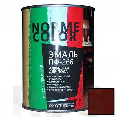 Эмаль для пола ПФ-266 "NORME COLOR", красно-коричневая, 0,9кг