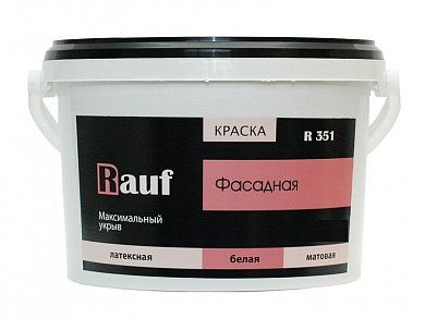 Краска фасадная RAUF R351, белая, матовая, латексная, 14кг