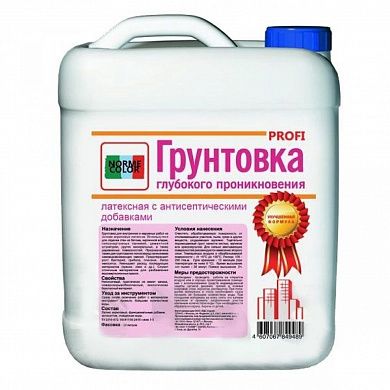 Грунтовка латексная для наружних и внутренних работ "NORME COLOR PROFI", глубокого проникновения, 10л