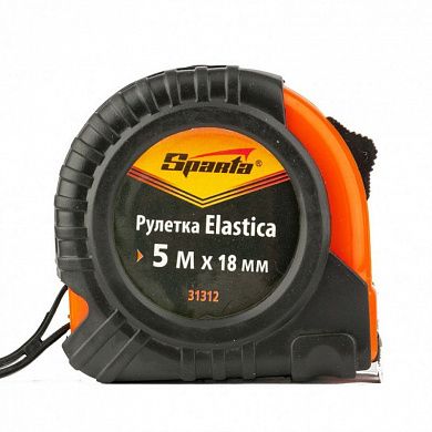 Рулетка, 10м х 25мм, обрезиненный корпус, ручная фиксация, Elastica, "SPARTA"