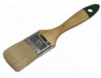 Кисть плоская, 1,0" (25 мм), натуральная щетина, деревянная ручка, Евро, "HOGER"